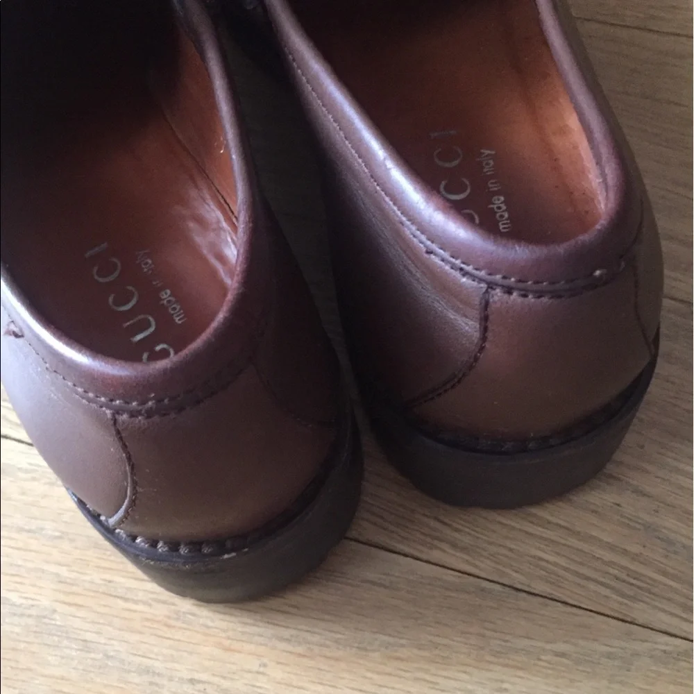 Brown Leather Loafers With Horse Bit Trim, (A Popular Gucci Feature) Size 6.5 - Picture 4 of 5